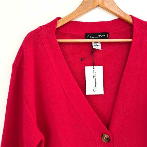 $2390 Oscar de la Renta Wool Long Cardigan In Pink - Picture 4 of 8